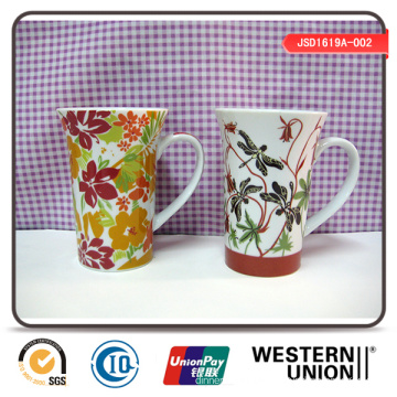 Tall Flower Printing Porcelain Mug